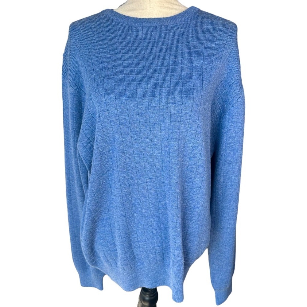 LINEA ROSSO Periwinkle Blue Grid Print Long Sleeve Wool Acrylic Sweater Men's M